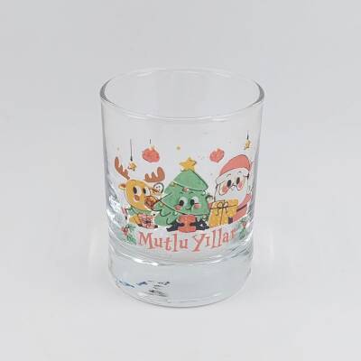 GEYİK ÇAM AĞACI NOEL BABA MUTLU YILLAR-SHOT BARDAĞI - ŞEFFAF - 1