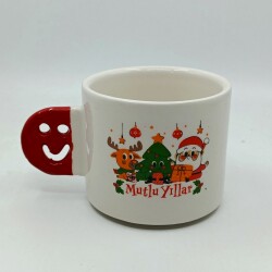 GEYİK ÇAM AĞACI NOEL BABA MUTLU YILLAR-SMİLE KUPA - KIRMIZI SAP - 