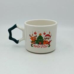 GEYİK ÇAM AĞACI NOEL BABA MUTLU YILLAR-YILDIZ KUPA - YEŞİL SAP - 