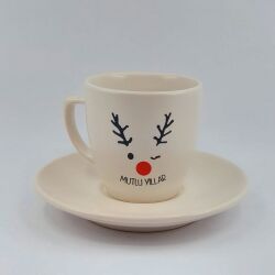 GEYİK MUTLU YILLAR-KLASİK TÜRK KAHVESİ FİNCANI - TRANSPARAN GÖVDE - 