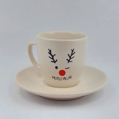 GEYİK MUTLU YILLAR-KLASİK TÜRK KAHVESİ FİNCANI - TRANSPARAN GÖVDE - 1