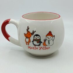 GEYİK PENGUEN KARDANADAM MUTLU YILLAR-BALON KUPA - KIRMIZI SAP KIRMIZI TURNET - 