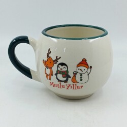 GEYİK PENGUEN KARDANADAM MUTLU YILLAR-BALON KUPA - YEŞİL SAP YEŞİL TURNET - 