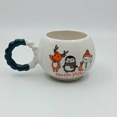 GEYİK PENGUEN KARDANADAM MUTLU YILLAR-BALONCUK KUPA - YEŞİL SAP - 2