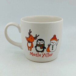 GEYİK PENGUEN KARDANADAM MUTLU YILLAR-BODUR KUPA - TRANSPARAN - 