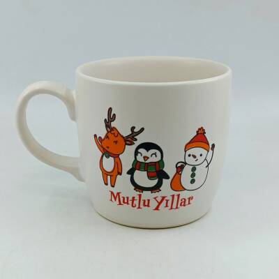 GEYİK PENGUEN KARDANADAM MUTLU YILLAR-BODUR KUPA - TRANSPARAN - 1