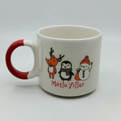 GEYİK PENGUEN KARDANADAM MUTLU YILLAR-D KUPA - KIRMIZI SAP - 