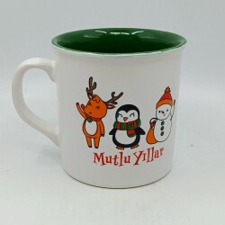 GEYİK PENGUEN KARDANADAM MUTLU YILLAR-İDA KUPA - TRANSPARAN SAP TRANSPARAN GÖVDE YEŞİL İÇ - 