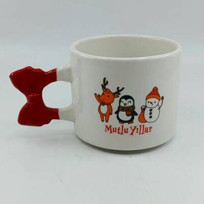 GEYİK PENGUEN KARDANADAM MUTLU YILLAR-KURDELE KUPA - KIRMIZI SAP - 1