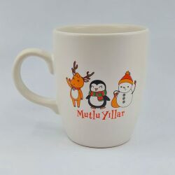 GEYİK PENGUEN KARDANADAM MUTLU YILLAR-OVAL KUPA - TRANSPARAN SAP - 