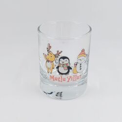 GEYİK PENGUEN KARDANADAM MUTLU YILLAR-SHOT BARDAĞI - ŞEFFAF - 