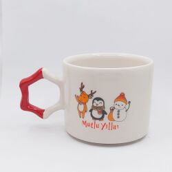 GEYİK PENGUEN KARDANADAM MUTLU YILLAR-YILDIZ KUPA - KIRMIZI SAP - 