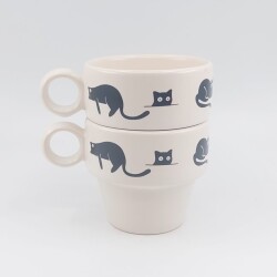GEZEN KEDİ-İKİLİ ESPRESSO BARDAĞI - TRANSPARAN - 1