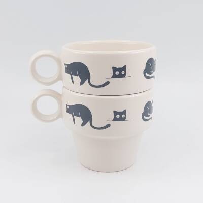 GEZEN KEDİ-İKİLİ ESPRESSO BARDAĞI - TRANSPARAN - 1