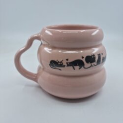 GEZEN KEDİ-KOVAN KUPA - PEMBE SAP PEMBE GÖVDE - 