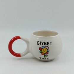 GIYBET TİME PAPATYA-BALONCUK KUPA - KIRMIZI SAP - 