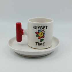 GIYBET TİME PAPATYA-T TÜRK KAHVESİ FİNCANI - KIRMIZI SAP - 