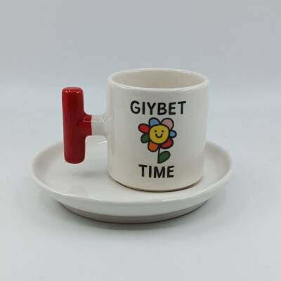 GIYBET TİME PAPATYA-T TÜRK KAHVESİ FİNCANI - KIRMIZI SAP - 1