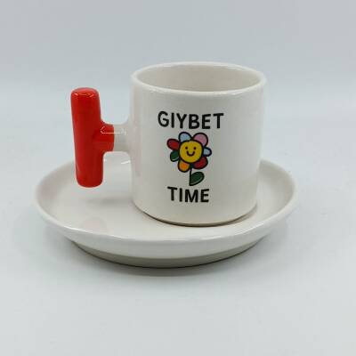 GIYBET TİME PAPATYA-T TÜRK KAHVESİ FİNCANI - TURUNCU SAP - 1