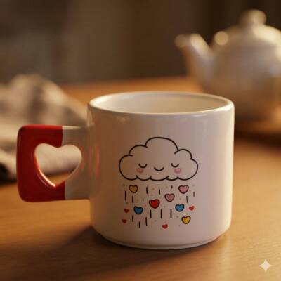 GÖKKUŞAĞI KALPLER -KALP KUPA - KIRMIZI SAP - 1