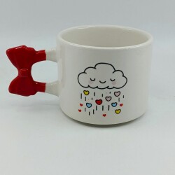 GÖKKUŞAĞI KALPLER -KURDELE KUPA - KIRMIZI SAP - 