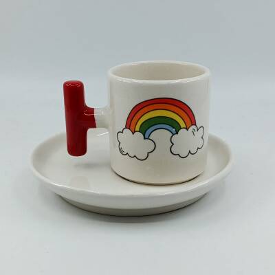 GÖKKUŞAĞI-T TÜRK KAHVESİ FİNCANI - KIRMIZI SAP - 1