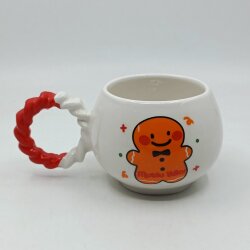 GÜLEN KURABİYE ADAM MUTLU YILLAR-BALONCUK KUPA - KIRMIZI SAP - 