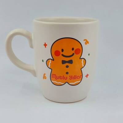 GÜLEN KURABİYE ADAM MUTLU YILLAR-OVAL KUPA - TRANSPARAN SAP - 1