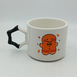 GÜLEN KURABİYE ADAM MUTLU YILLAR-YILDIZ KUPA - SİYAH SAP - 