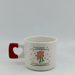 GÜLÜMSE YOLUNA DEVAM ET-KALP KUPA - KIRMIZI SAP - 