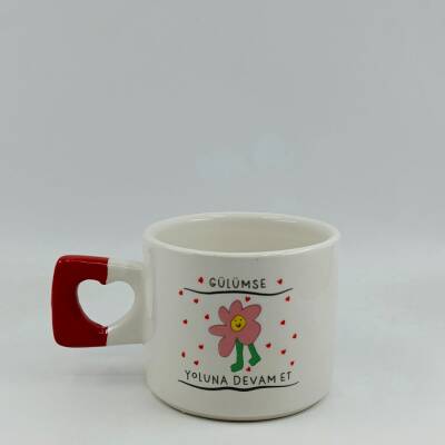 GÜLÜMSE YOLUNA DEVAM ET-KALP KUPA - KIRMIZI SAP - 1