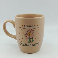 GÜLÜMSE YOLUNA DEVAM ET-OVAL KUPA - PEMBE SAP PEMBE GÖVDE PEMBE İÇ - 