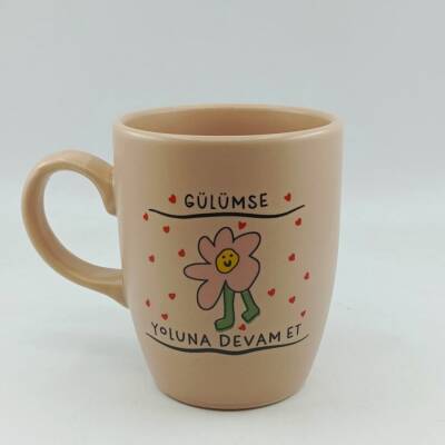 GÜLÜMSE YOLUNA DEVAM ET-OVAL KUPA - PEMBE SAP PEMBE GÖVDE PEMBE İÇ - 1