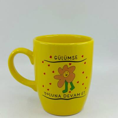 GÜLÜMSE YOLUNA DEVAM ET-OVAL KUPA - SARI SAP SARI GÖVDE SARI İÇ - 1