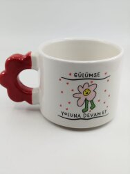 GÜLÜMSE YOLUNA DEVAM ET-PAPATYA KUPA - KIRMIZI SAP - 