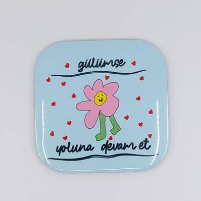 GÜLÜMSE YOLUNA DEVAM ET-PARLAK BARDAK ALTLIĞI - TEKLİ - 1