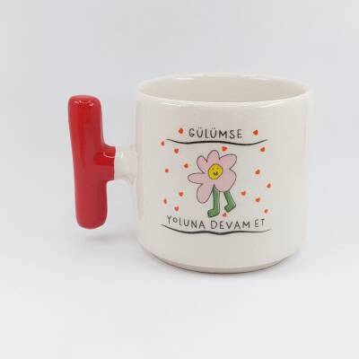 GÜLÜMSE YOLUNA DEVAM ET-T KUPA - KIRMIZI SAP - 1