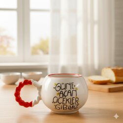 GÜNE AÇAN ÇİÇEKLER GİBİYİZ-BALONCUK KUPA - TURUNCU SAP - 