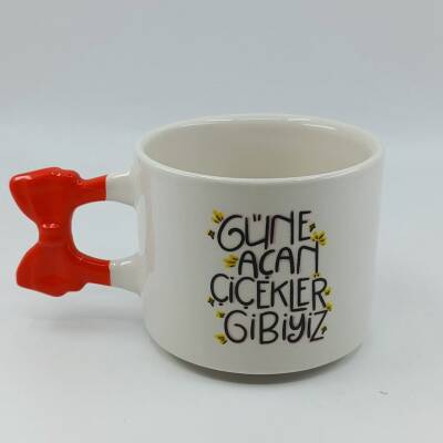 GÜNE AÇAN ÇİÇEKLER GİBİYİZ-KURDELE KUPA - TURUNCU SAP - 1