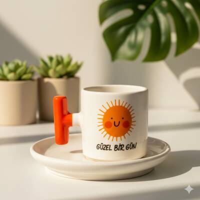 GÜZEL BİR GÜN-T TÜRK KAHVESİ FİNCANI - TURUNCU SAP - 1