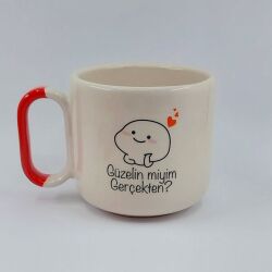 GÜZELİN MİYİM GERÇEKTEN? - ARYA ÇAY FİNCANI - KIRMIZI SAP - 