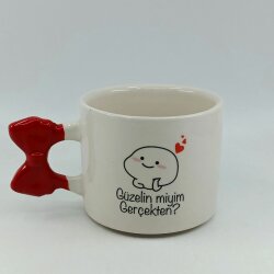 GÜZELİN MİYİM GERÇEKTEN?-KURDELE KUPA - KIRMIZI SAP - 