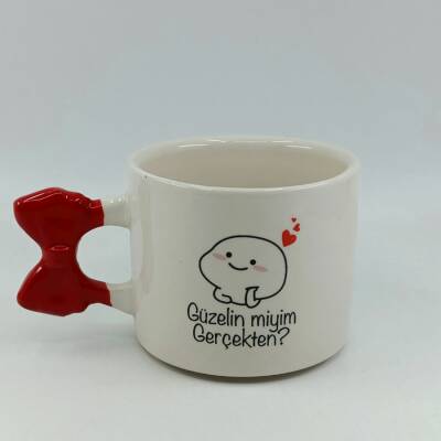 GÜZELİN MİYİM GERÇEKTEN?-KURDELE KUPA - KIRMIZI SAP - 1