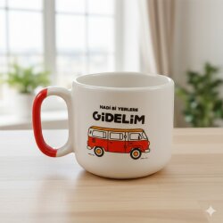 HADİ Bİ YERLERE GİDELİM - ARYA ÇAY FİNCANI - KIRMIZI SAP - 