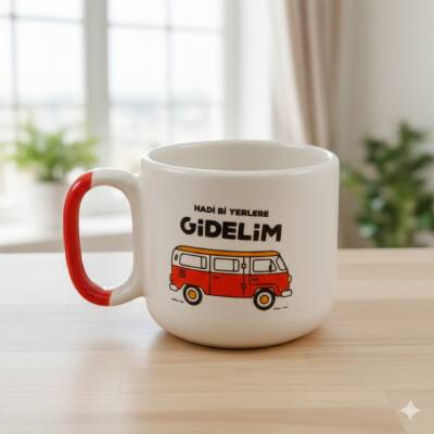 HADİ Bİ YERLERE GİDELİM - ARYA ÇAY FİNCANI - KIRMIZI SAP - 1