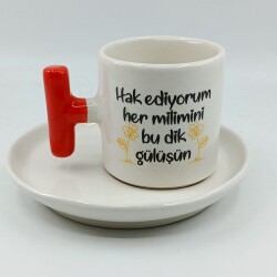 HAKEDİYORUM HER MİLİMİNİ-T TÜRK KAHVESİ FİNCANI - TURUNCU SAP - 