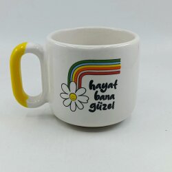 HAYAT BANA GÜZEL-ARYA ÇAY FİNCANI - SARI SAP - 