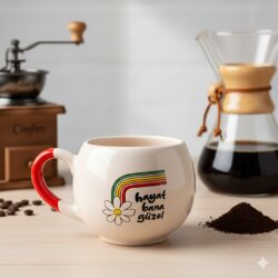 HAYAT BANA GÜZEL-BALON KUPA - KIRMIZI SAP - 