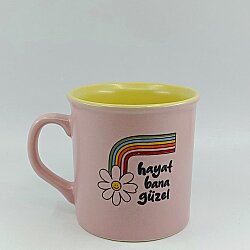 HAYAT BANA GÜZEL-İDA KUPA - PEMBE SAP PEMBE GÖVDE SARII İÇ - 