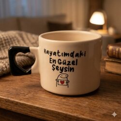 HAYATIMDAKİ EN GÜZEL ŞEYSİN-KALP KUPA - SİYAH SAP - 